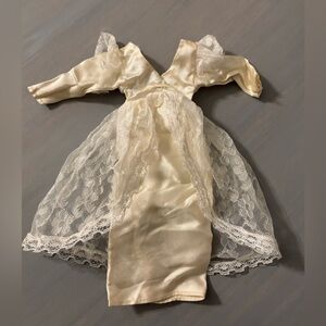 vintage Barbie doll's wedding dress in satin.
